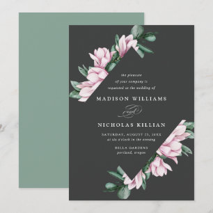 Invitation Magnolia & Eucalyptus Cadre Floral de Mariage