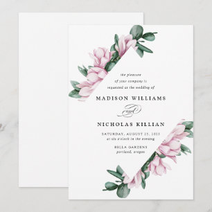 Invitation Magnolia & Eucalyptus Cadre Floral Mariage
