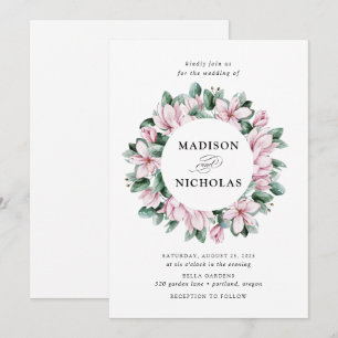 Invitation Magnolia & Eucalyptus Couronne florale de mariag