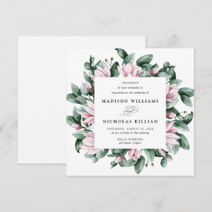 Invitation Magnolia & Eucalyptus Mariage Carré