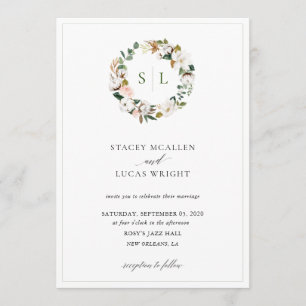 Invitation Magnolia Floral Wreath