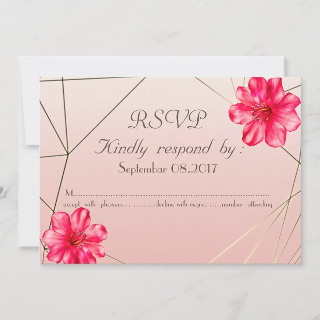 Invitation Magnolia géométrique élégant RSVP (Devant)