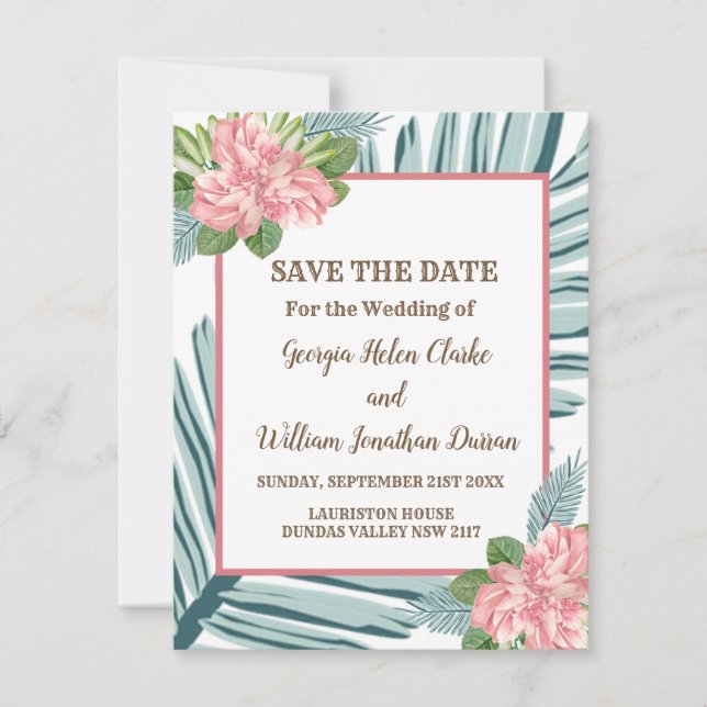 Invitation Magnolia Lilies Bouquet Mariage Enregistrer La Dat (Devant)