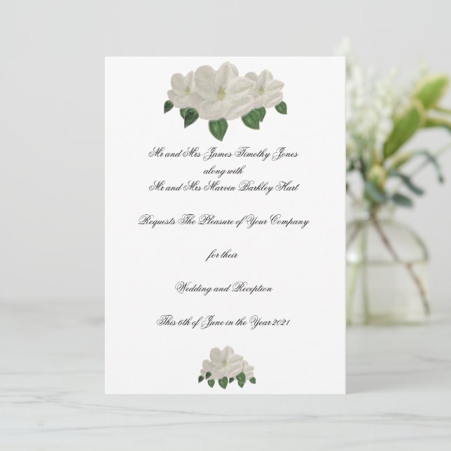 Invitation Magnolia Magnolias Peint à la main Mariage (Debout devant)