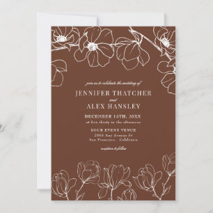 Invitation Magnolia   Moderne Élégant simple Mariage floral