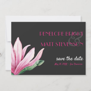 Invitation Magnolia rose Fleur Gris MARIAGE ENREGISTRER LA DA