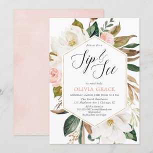 Invitation Magnolia rustique fleurs verdure fille sip voir