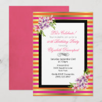 Magnolia sur Pink & Faux Gold Stripes Anniversaire