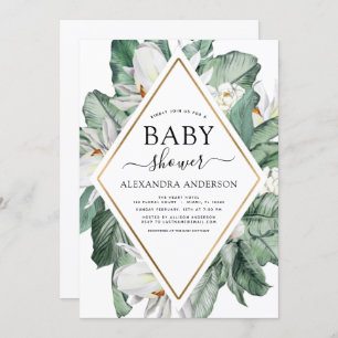 Invitation Magnolia Tropical Baby shower Verdure Floral Invi