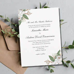 Invitation Magnolias blancs Floral Formel Élégant Mariage
