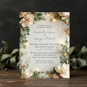 Invitation Magnolias et lumières Élégant mariage floral