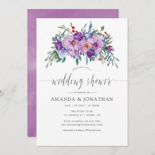 Invitation Magnolias violet et Wedding shower Rose