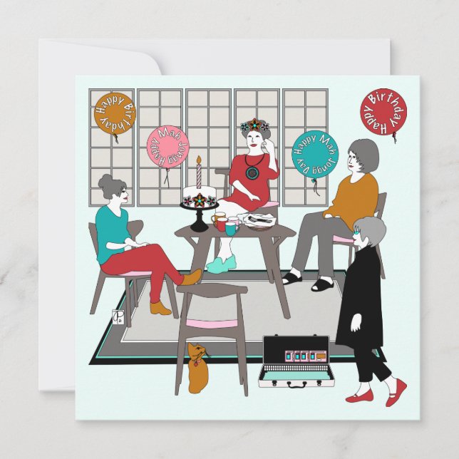 Invitation Mah Jongg Chat Anniversaire (Devant)