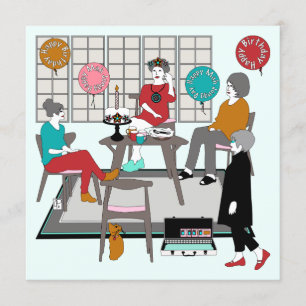 Invitation Mah Jongg Chat Anniversaire