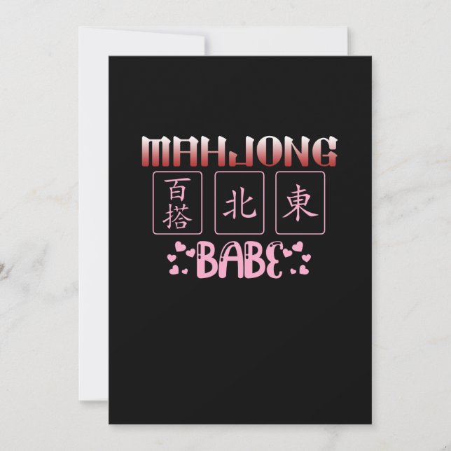 Invitation Mahjong Babe Joueur Mahjong Jeux Graphique (Devant)