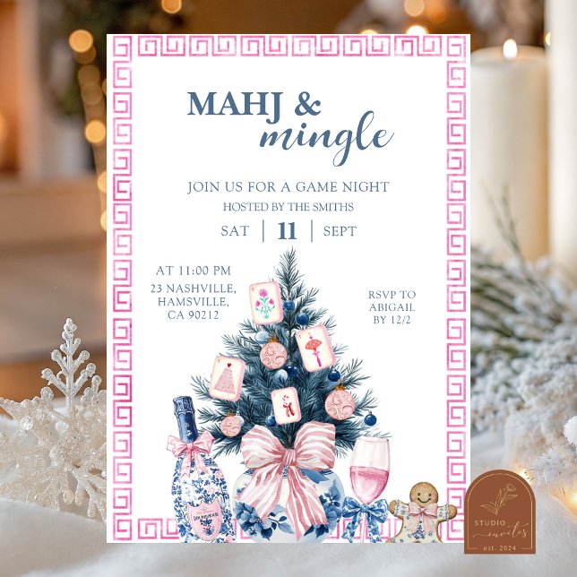 Invitation Mahjong de chinoiserie pour les fêtes (Créateur téléchargé)