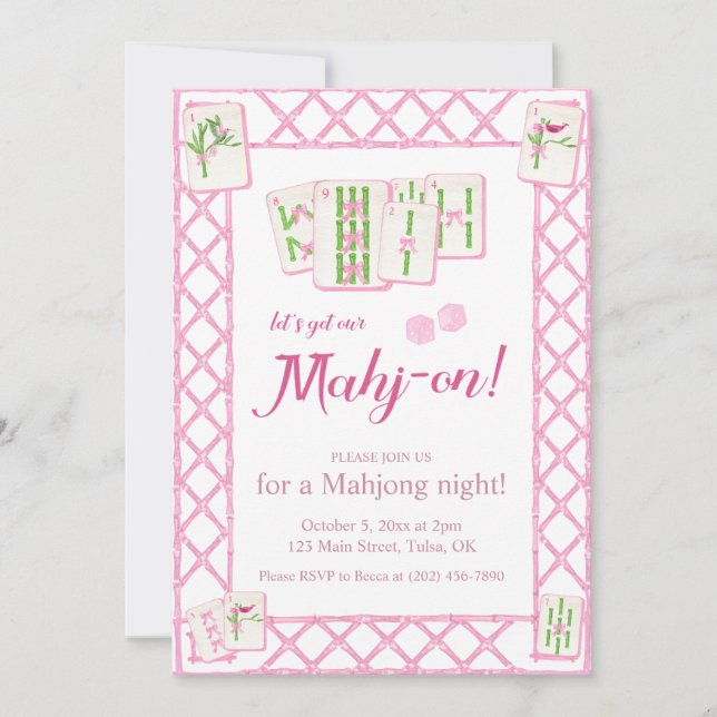 Invitation Mahjong Party Invitation, mahjong instant invite (Devant)