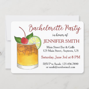 Invitation Mai Tai Hawaiian Cocktail Bachelorette Party Luau