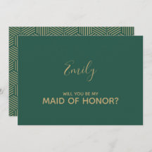 Maid d'honneur vert et or