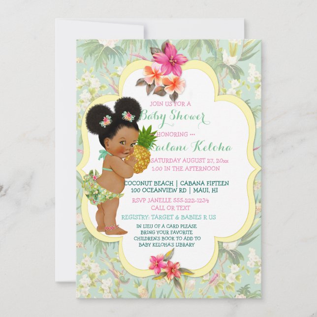 Invitation Maillot de bain Bébé Fille Bikini Tropical Luau Ha (Devant)