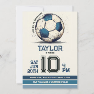 Invitation Maillot de sport de garçon de football bleu pour e