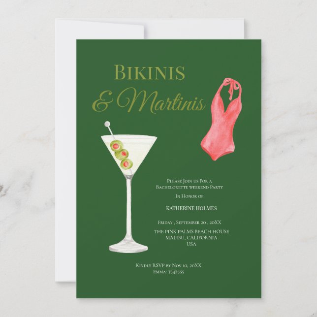 Invitation Maillots de bain Luxe & Martini week-end d'enterre (Devant)