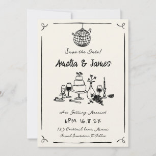 Invitation Main amusante tirée Enregistrer la date mariage cu