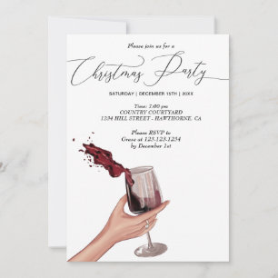 Invitation main avec fête de noël du vin rouge