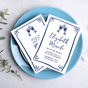 Invitation Main bleue Whimsical tirée Mariage Quirky