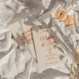 Invitation Main colorée moderne dessinée Rétro Mariage unique