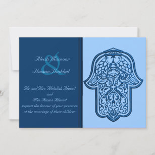 Invitation Main de henné de Hamsa (bleu) (Mariage)
