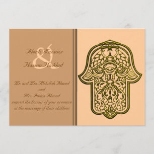 Invitation Main de henné de Hamsa (or) (Mariage)