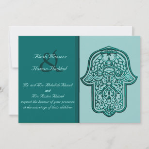 Invitation Main de henné de Hamsa (Turquoise) (Mariage)
