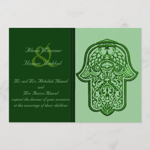 Invitation Main de henné de Hamsa (vert) (Mariage)