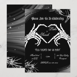 Invitation Main de squelette gothique de mariage jusqu'à ce q