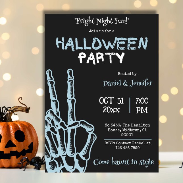 Invitation Main de squelette Nuit effrayante Fête d'Halloween (Créateur téléchargé)