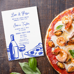 Invitation Main dessinée Français Bleu Mariage Brunch Amour &