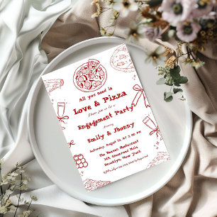 Invitation Main Drag is love & Pizza Engagement Party