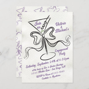 Invitation Main Drake Martini Bow Funky Engagement Party