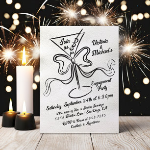 Invitation Main Drake Martini Bow Funky Engagement Party
