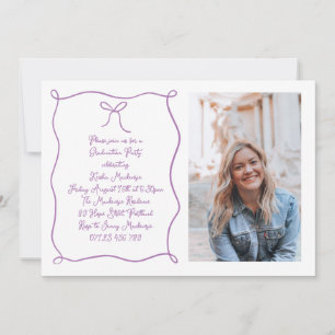 Invitation Main Draw Bow Photo Purple Graduation Party