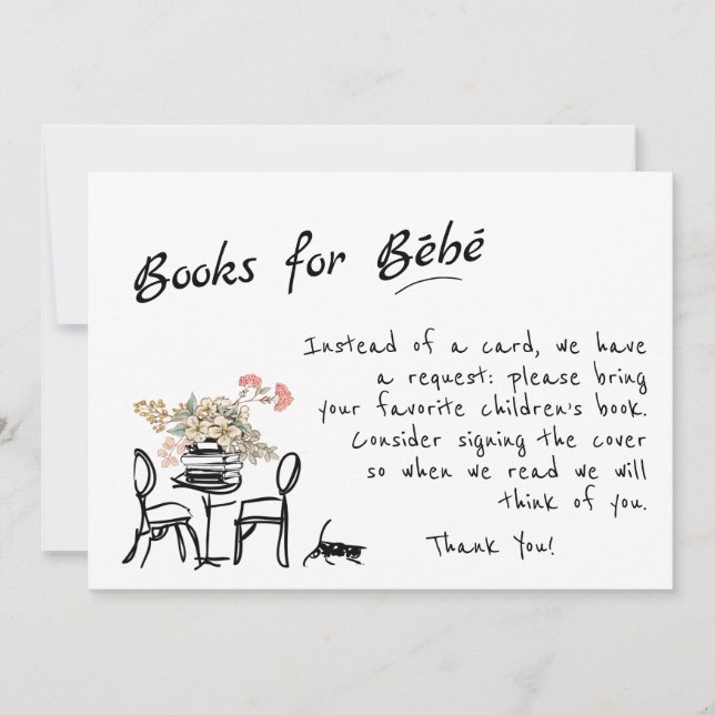 Invitation Main Drawn Bonjour Bebe Livres français pour Baby  (Devant)