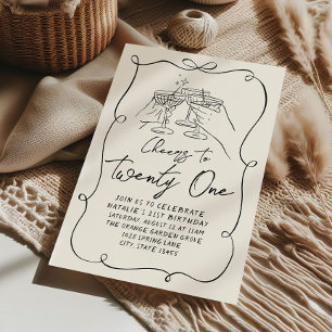 Invitation Main Drawn Bow 21e Coquette Fun Birthday Party