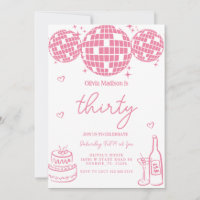 Main Drawn Disco Ball 30e fête d'anniversaire
