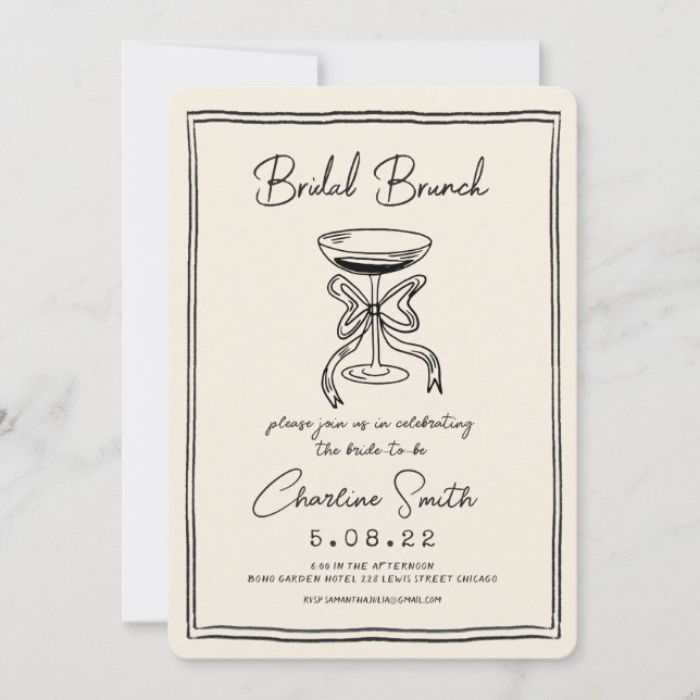 Invitation Main Drawn Funky Handwriting Bridal Brunch (Devant)