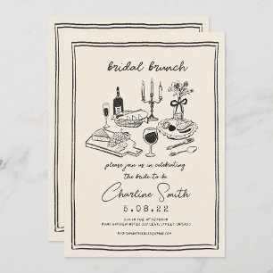 Invitation Main Drawn Funky Handwriting Bridal Brunch