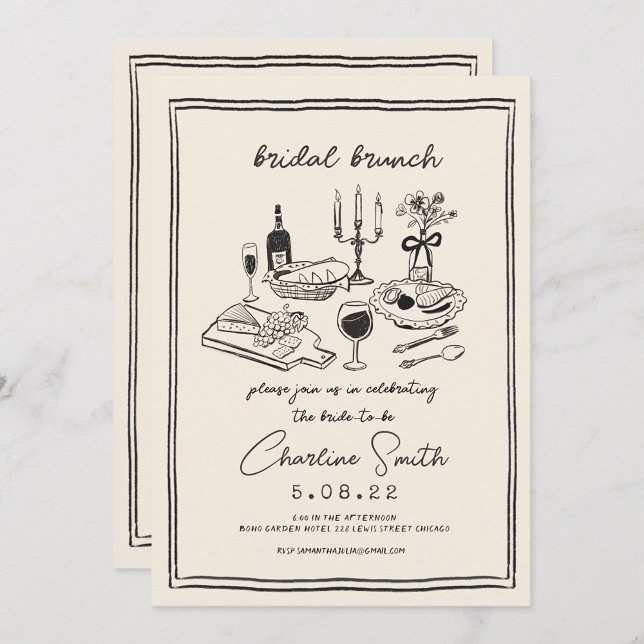 Invitation Main Drawn Funky Handwriting Bridal Brunch (Créateur téléchargé)