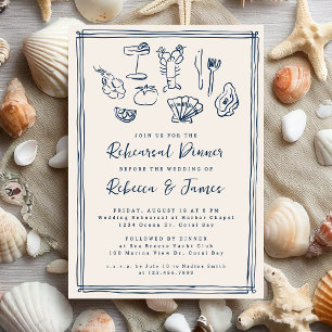 Invitation Main Drawn Funky Nautical Beach Mariage