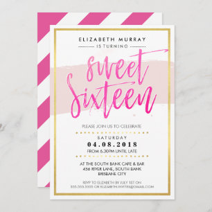 Invitation MAIN LETTERED SCRIPT doux 16 tendance or rose chau