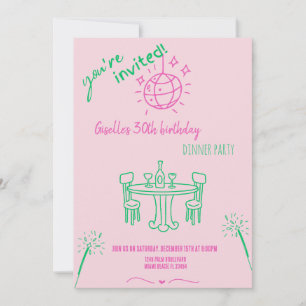Invitation Main moderne dessinée Anniversaire Dîner Fête Invi